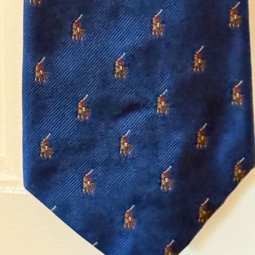 Men’s vintage Polo Ralph Lauren blue silk necktie with Polo horse design